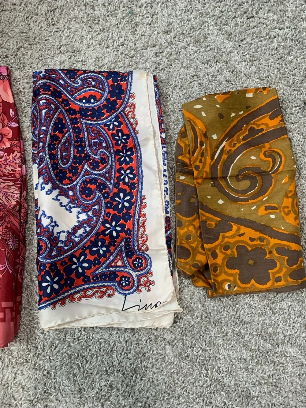 Vintage Printed Paisley Floral Silk-Feel Scarf Set